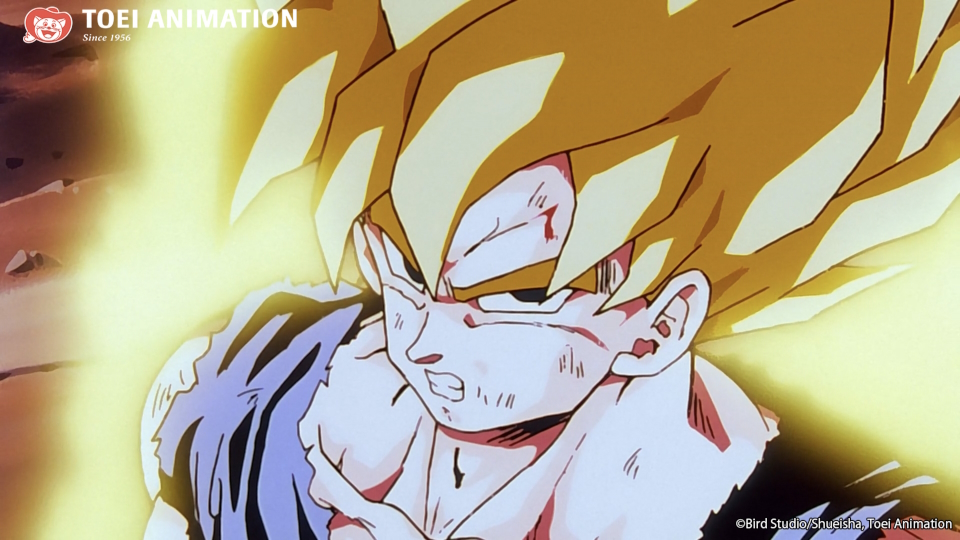 Super Saiyan Goku from Dragon Ball Z, surrounded by a golden aura